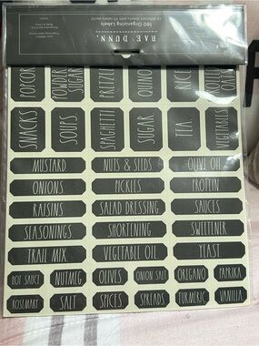 Rae Dunn 180 Organizing Label Sticker Set - Black & Ivory New